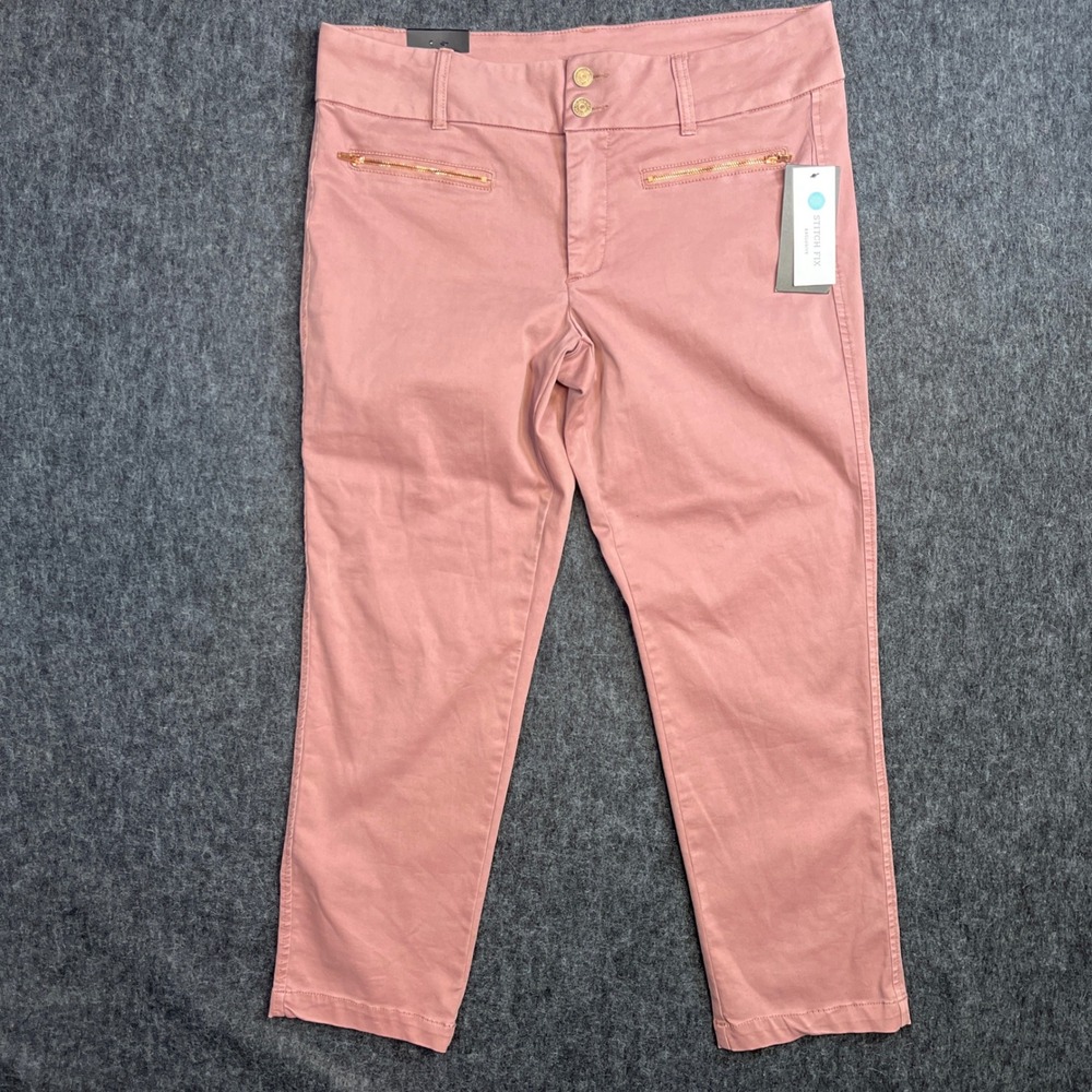 Tinsel Stitch Fix Exclusive Pink Ankle Pants Rose Gold Zip Pockets Womens 31 NWT